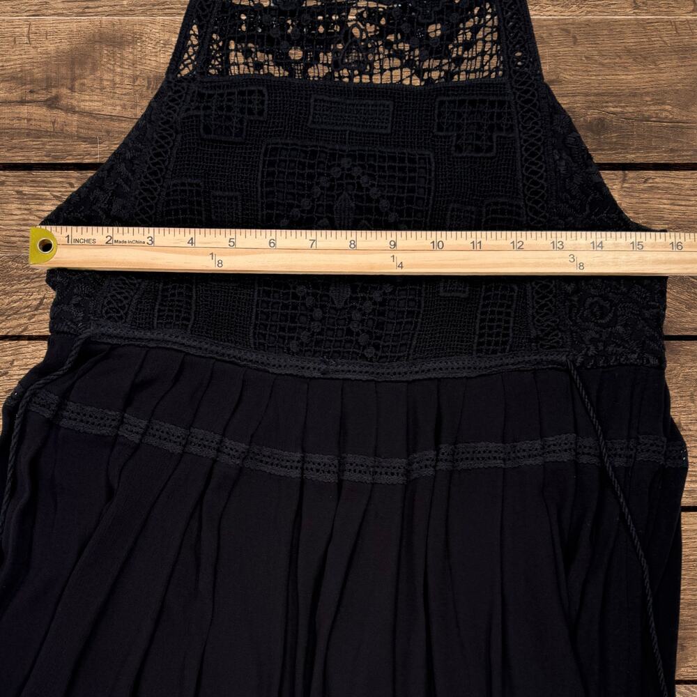 Free People Emily Black Lace Crochet High Neck Boho Mini Dress Size Small - Picture 7 of 10